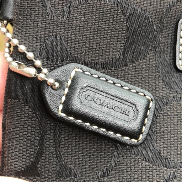 Coach Black Leather and Logo Print Fabric Wristlet bag with tag - Picture 9 of 16